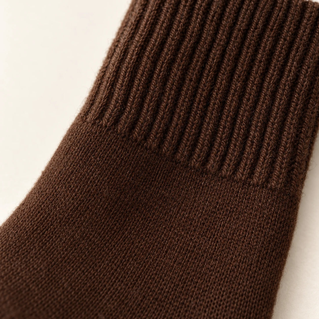 Coffee sock ribbed cuff and knit detail