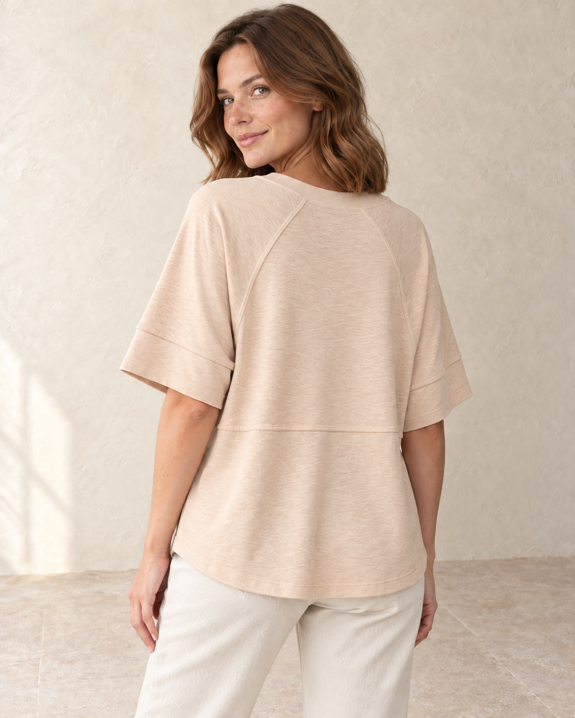 Aveleya oversized batwing top — back view