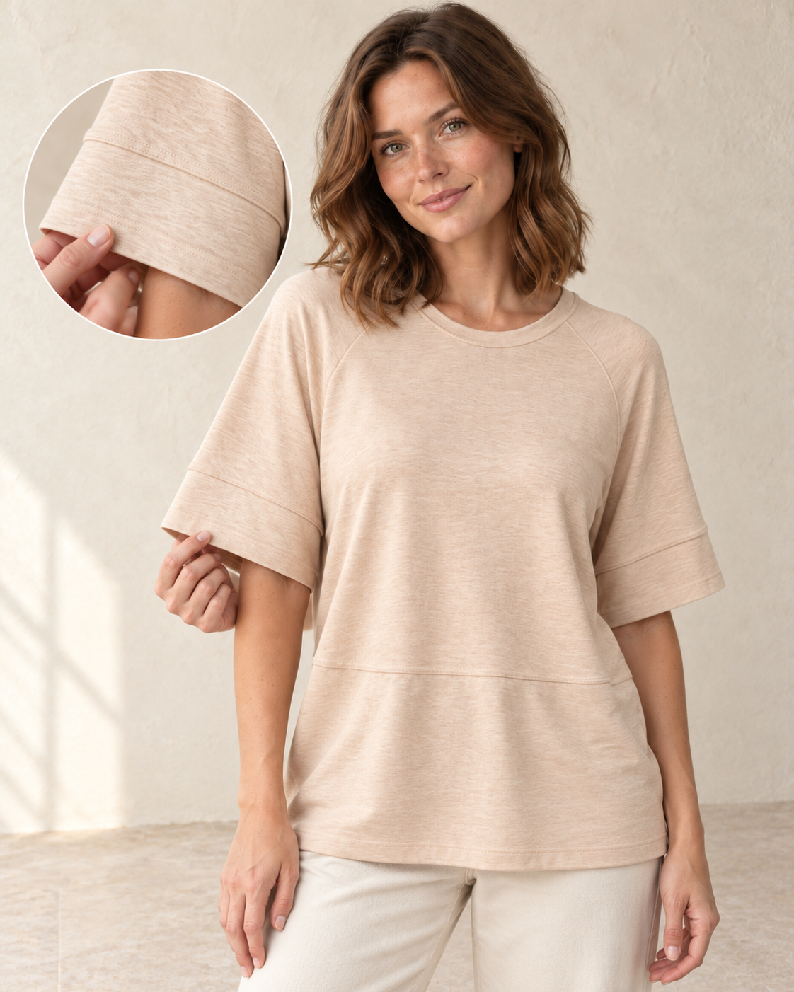 Aveleya oversized batwing top — fabric view