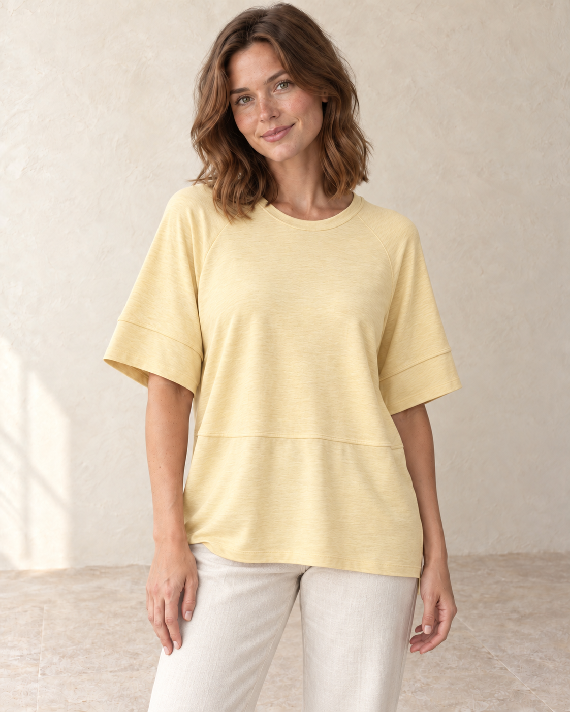 Aveleya oversized batwing top — front view