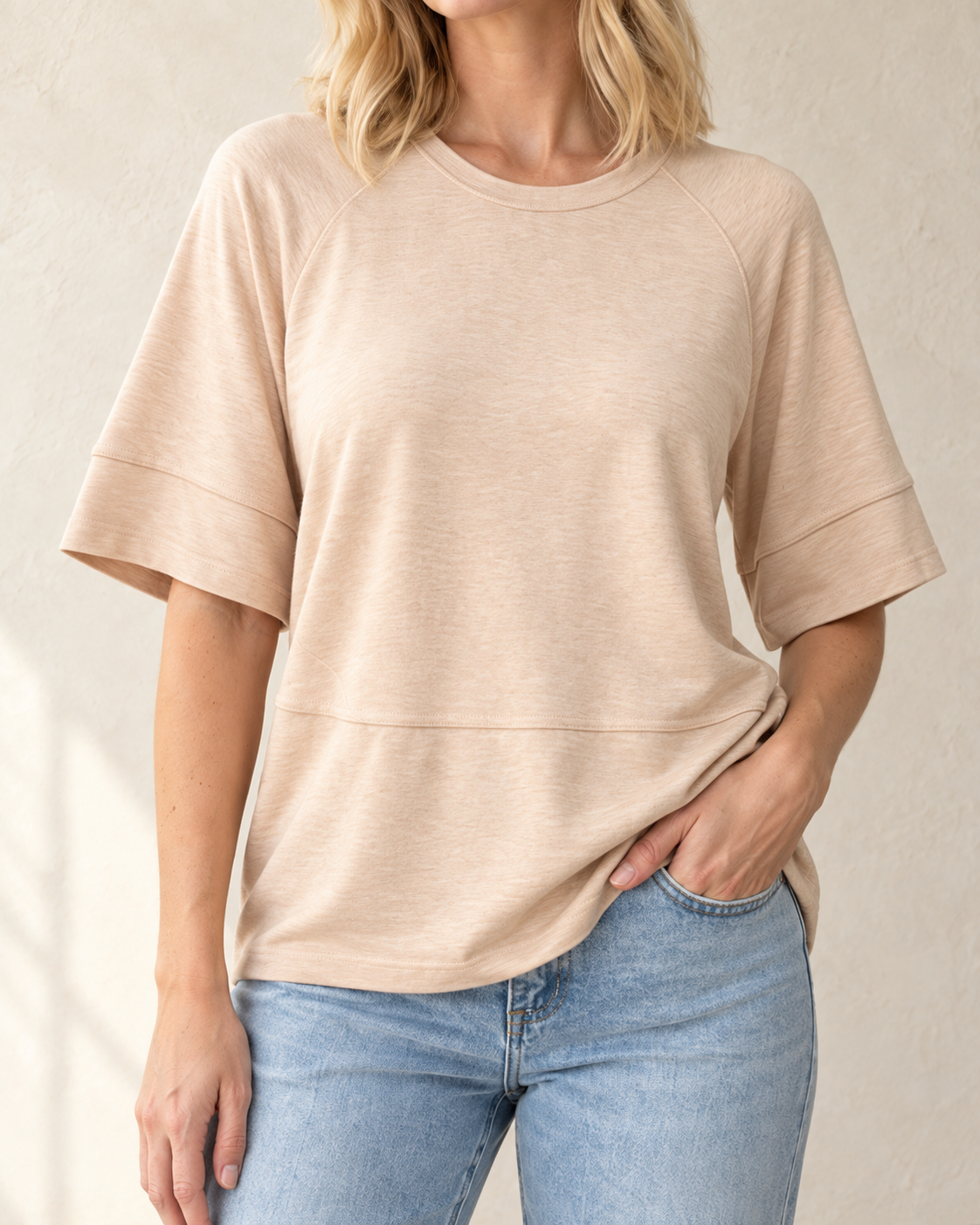 The Everyday Batwing Top — detail view