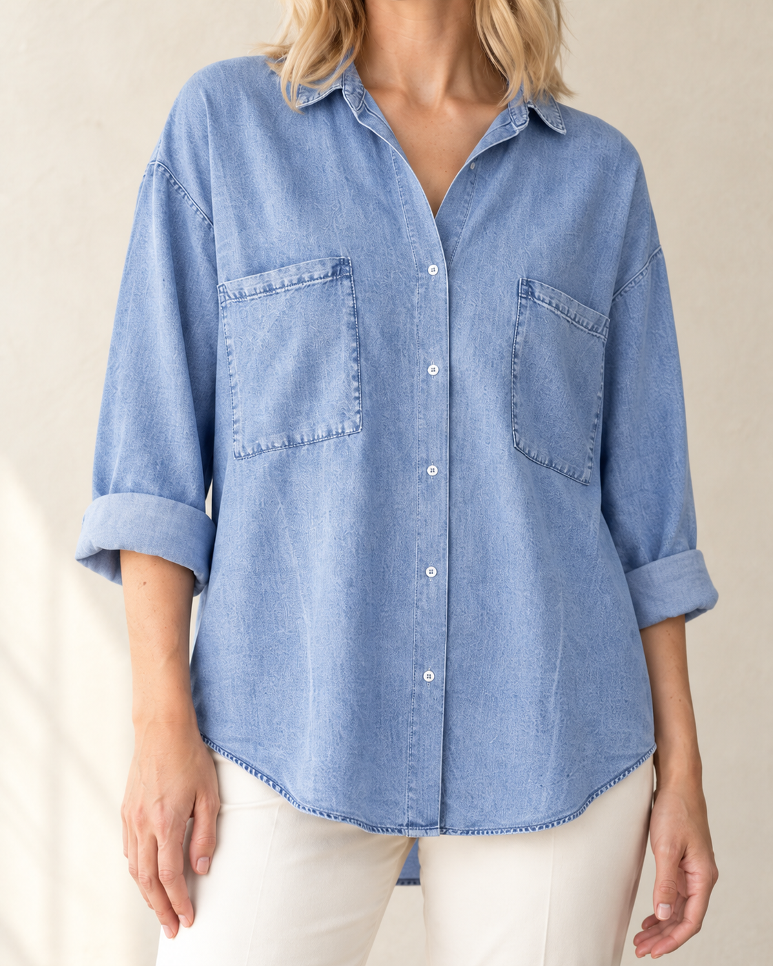 The Relaxed Denim Shirt — detail view