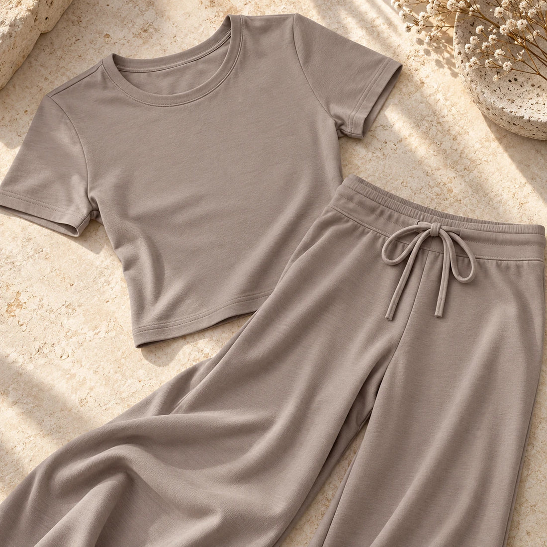 The Everyday Lounge Set — Taupe — garment detail
