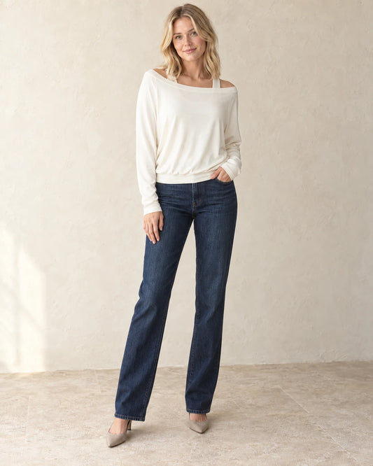 Aveleya The Layered Comfort Top in Ivory — studio view