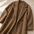 The Longline Textured Coat — Camel — garment detail