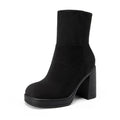 Black textured platform ankle boot