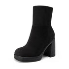 Black textured platform ankle boot