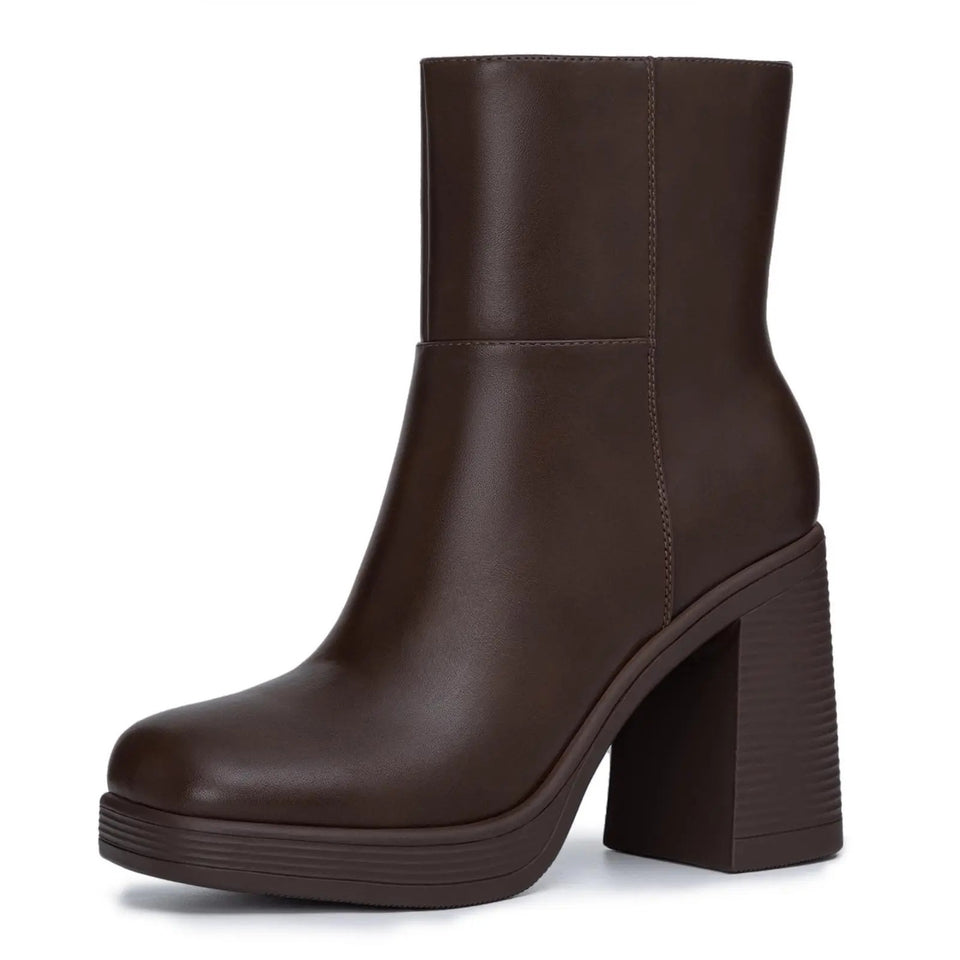 Chocolate platform ankle boot