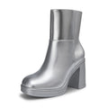 Silver platform ankle boot