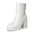 White gloss platform ankle boot