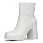 White platform ankle boot