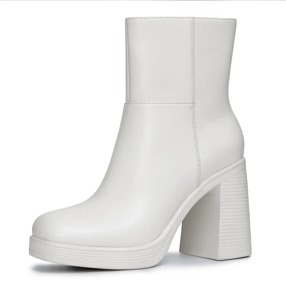 White platform ankle boot