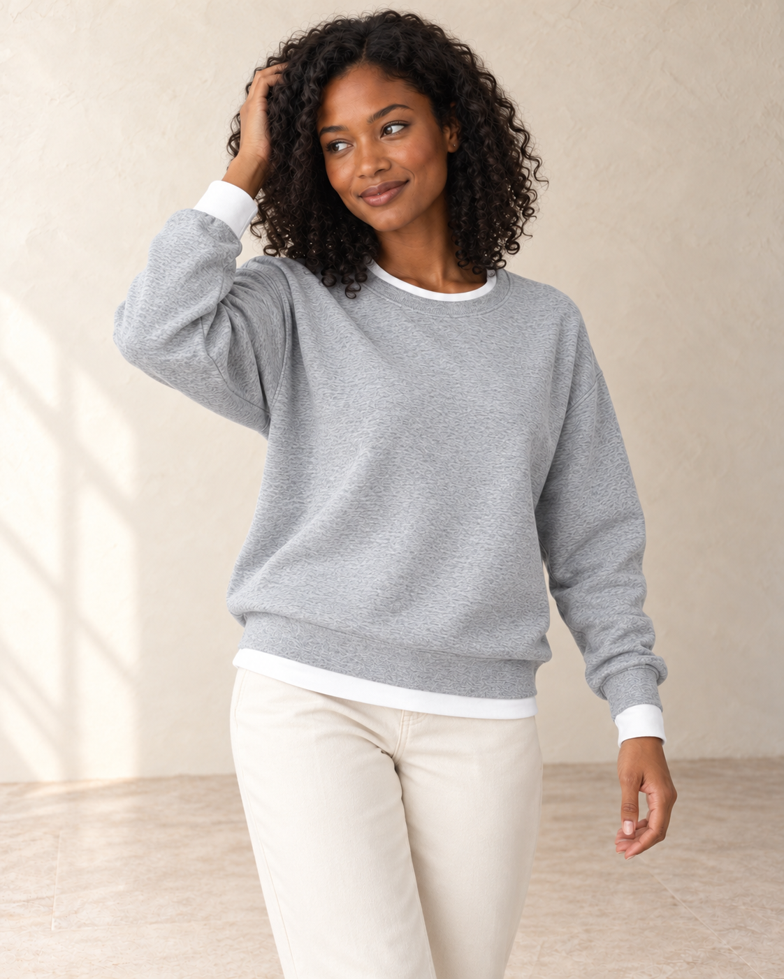 Aveleya layered look pullover — movement view