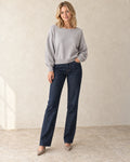 The Relaxed Boatneck Knit — Light Grey — studio view