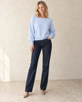 The Relaxed Boatneck Knit — Powder Blue — studio view