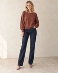 The Relaxed Boatneck Knit — Rust — studio view