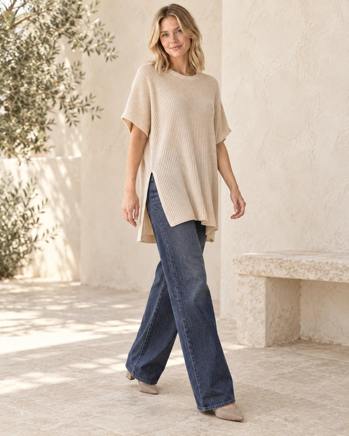 The Easy Rib-Knit Tunic — Oatmeal — outfit inspiration