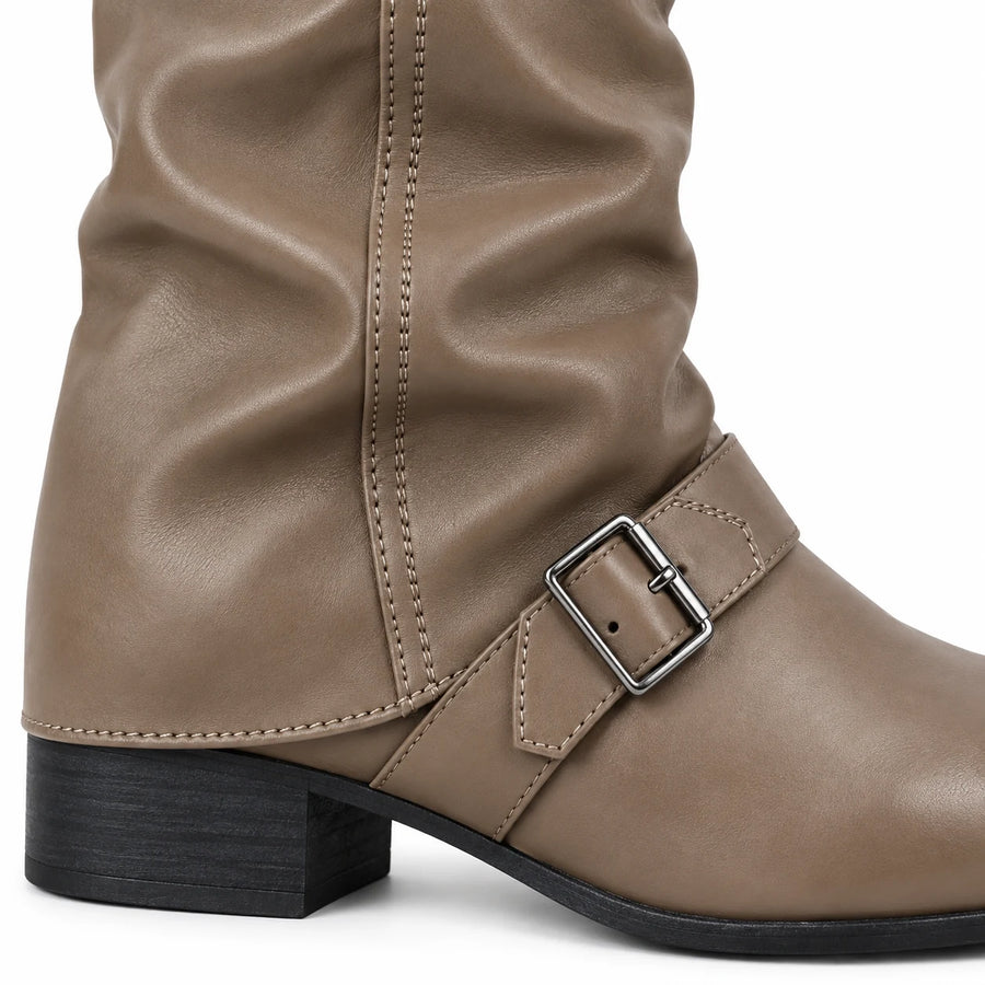 buckle-detail — knee-high slouch buckle boots
