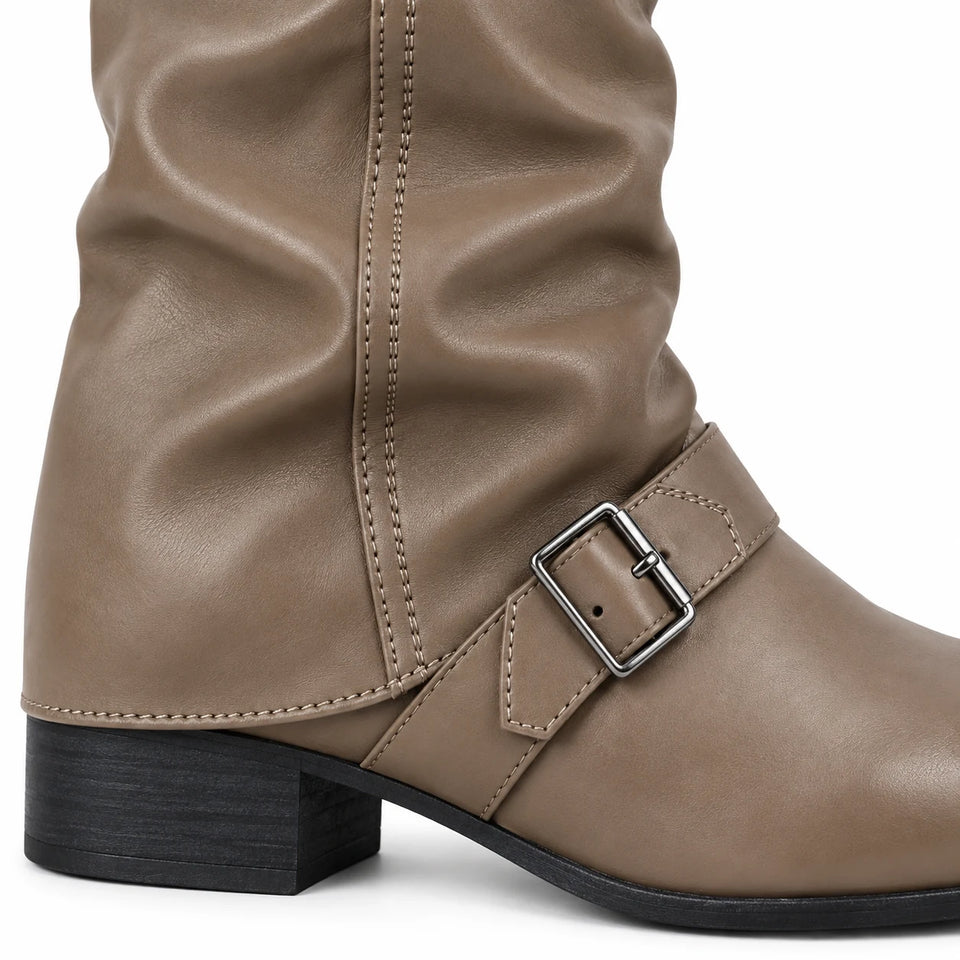 buckle-detail — knee-high slouch buckle boots