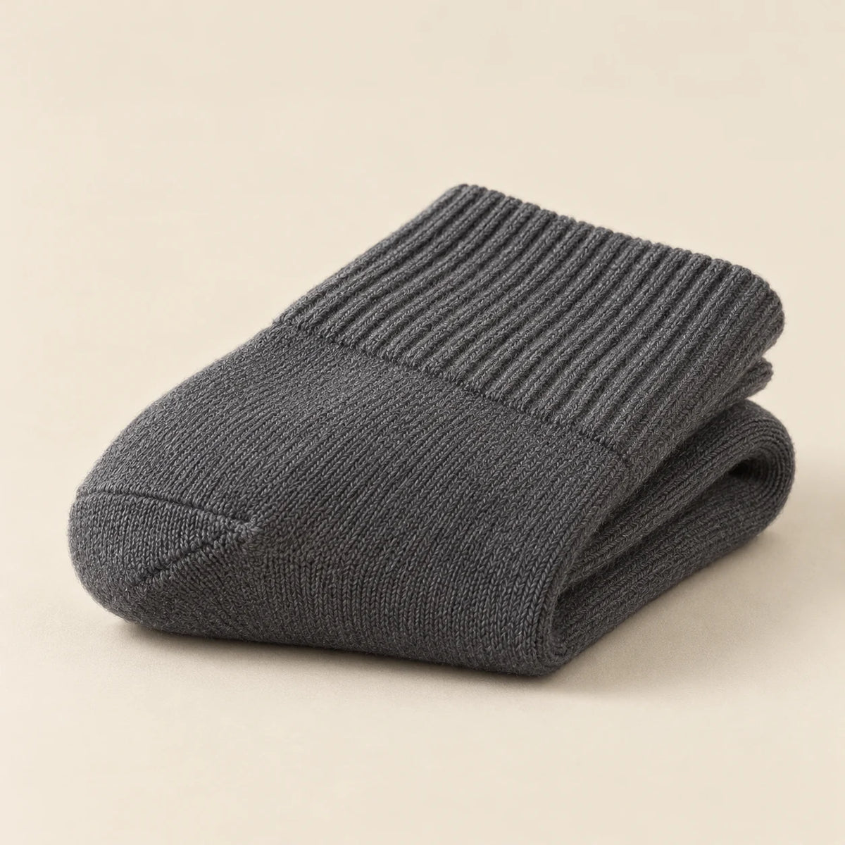 Charcoal socks folded to show knit texture