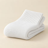 White socks folded to show knit texture