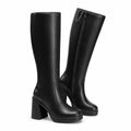 black — knee-high platform boots