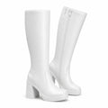 white — knee-high platform boots