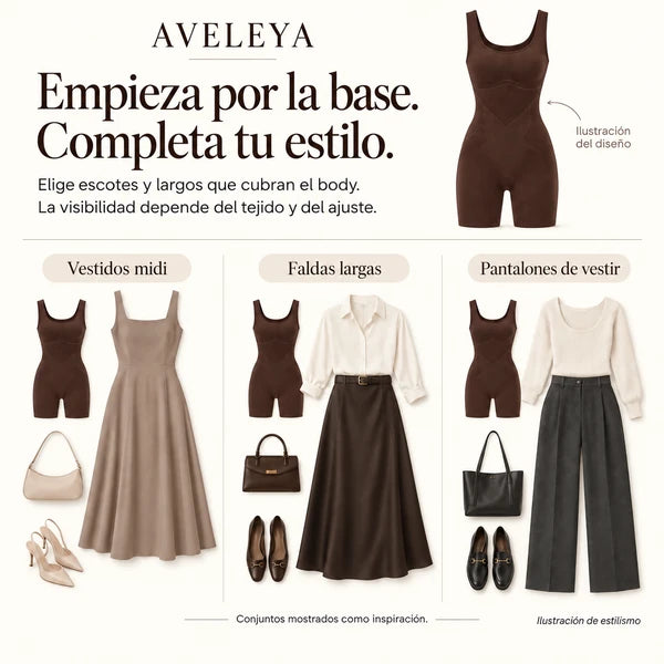 Ideas para combinar el body; las demás prendas no están incluidas